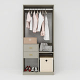 Closet Organizer System, Closet System with Drawers, Clothes Organizer with Closet Shelves Wall Mounted, Grey Wardrobe Closet with Clothing Racks for Hanging Clothes(32"W x 16"D x 71"H)