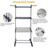 Clothes Drying Rack Rolling Collapsible Laundry Dryer Hanger Stand Rail