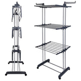 Clothes Drying Rack Rolling Collapsible Laundry Dryer Hanger Stand Rail