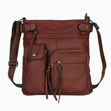 Super Soft Genuine Leather Top Belt Accent Crossbody Bag