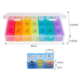 Colorful 3-Times Weekly Pills Vitamins Organizer With Large Compartments And Detachable Trays