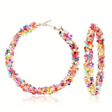 Colorful Circle Sheets Decor Boho Hoop Earrings