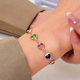 Colorful Heart-Shaped Zirconia Bracelet