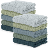 Comfy Cubs Muslin Burp Cloths 20" x 10", Pack of 10 - Large, 6-Layer, Ultra Absorbent 100% Cotton for Baby Drool and Messes - Soft, Safe & Gentle Baby Burp Cloths for Boys & Girls - Multi