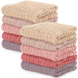 Comfy Cubs Muslin Burp Cloths 20" x 10", Pack of 10 - Large, 6-Layer, Ultra Absorbent 100% Cotton for Baby Drool and Messes - Soft, Safe & Gentle Baby Burp Cloths for Boys & Girls - Multi