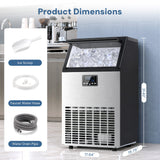 Commercial Ice Maker Machine,100lbs/24H Moon-Shaped Ice Machine with 28 Lbs Storage Capacity