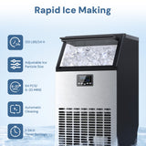 Commercial Ice Maker Machine,100lbs/24H Moon-Shaped Ice Machine with 28 Lbs Storage Capacity