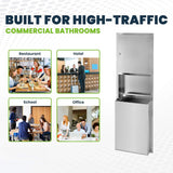 Commercial Recessed Paper Towel Dispenser With 12-Gallon Wall Trash Can (SAK49261)