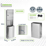 Commercial Recessed Paper Towel Dispenser With 12-Gallon Wall Trash Can (SAK49261)
