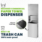 Commercial Recessed Paper Towel Dispenser With 12-Gallon Wall Trash Can (SAK49261)