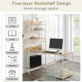 Computer Desk with 4 Tier Storage Shelves Large L-Shaped
