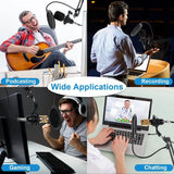 Condenser Microphone Bundle Shock Mount with Adjustable Boom Arm Sound Card