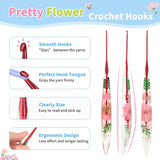 Coopay Crochet Hooks, 2mm Crochet Hook Ergonomic, See-Through Resin Handle with Flowers Inside, Pretty & Pleasant, Ideal for Crocheting Blankets, Dolls, Shawls, Hats, Scarves (B-2.0mm)