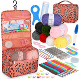 Coopay Crochet Kit Beginners Crochet Hook Set with Crochet Yarn,58PCS Portable Crochet Set Ergonomic Crochet Hooks Travel Knitting Crochet Supplies