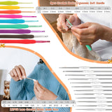 Coopay Crochet Kit Beginners Crochet Hook Set with Crochet Yarn,58PCS Portable Crochet Set Ergonomic Crochet Hooks Travel Knitting Crochet Supplies