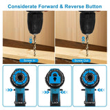 Cordless Drill Set with 2 Pieces 8V Batteries and Charger 2 Variable Speed 3/8In Keyless Chuck