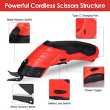 Cordless Electric Scissors Automatic Shears Cutting Tool with Rechargeable Battery 2 Replaceable Blades 10000RPM Fabric Cutter