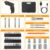 Cordless Electric Screwdriver Set with LED Work Light USB Rechargeable