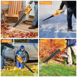Cordless Leaf Blower Battery Powered Max 124MPH 300CFM with 2 Adjustable Speeds