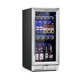 Premium 15" Tall Built-In Freestanding Beverage Cooler Refrigerator, 100 Cans (SAK77654)