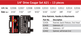 Cougar Pro Socket Wrench Set 1/4" Drive SAE 13 Pieces A21