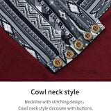 Cowl Neck Long Sleeve Patchwork Top