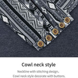 Cowl Neck Long Sleeve Patchwork Top