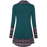 Cowl Neck Long Sleeve Patchwork Top