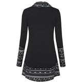 Cowl Neck Long Sleeve Patchwork Top