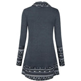 Cowl Neck Long Sleeve Patchwork Top