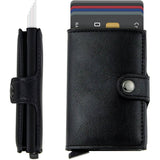 Credit Card Holder RFID Blocking Genuine Leather Vintage Aluminum Business Wallet
