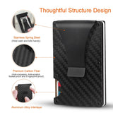 Credit Card Holder with Cash Clip Carbon Fiber RFID Blocking Scan for Men