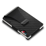 Credit Card Holder with Cash Clip Carbon Fiber RFID Blocking Scan for Men