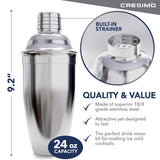 Cresimo 24 Ounce Cocktail Shaker Bar Set