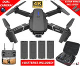 2023 New RC Drone With 4K HD Dual Camera WiFi FPV Foldable Quadcopter +4 Battery