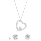 Crystal Heart Necklace and Stud Set