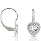 Crystal Lever-back Halo Heart Earrings