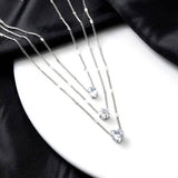 Crystal Zirconia Heart Star Charm Layered Pendant Necklace