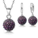 Crystalline Solid Silver Woman Jewelry Disco Ball Set