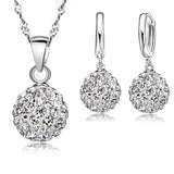 Crystalline Solid Silver Woman Jewelry Disco Ball Set