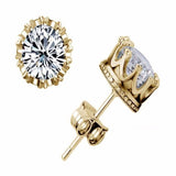 Cubic Zirconia Crown Stud Earrings