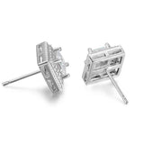 Cubic Zirconia Princess Cable Halo Stud Earrings