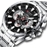 CURREN Men's Multifunctional Chronograph Calendar Quartz Waterproof Full Steel Watch