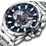 CURREN Men's Multifunctional Chronograph Calendar Quartz Waterproof Full Steel Watch