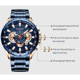 CURREN Men's Multifunctional Chronograph Calendar Quartz Waterproof Full Steel Watch