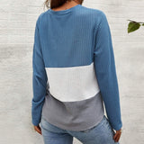 Cut And Sew Panel Knot Hem Waffle Knit Tee