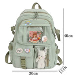 Cute Waterproof Multi-Pocket Women Backpacks with Bear Doll