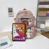 Cute Waterproof Multi-Pocket Women Backpacks with Bear Doll