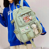 Cute Waterproof Multi-Pocket Women Backpacks with Bear Doll