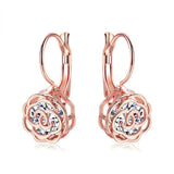 Cystal Leverback Floral Earrings In Gold